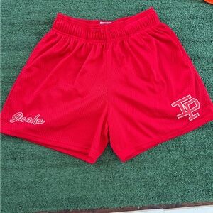 Inaka Power Shorts Medium Red Mesh Athletic Gym Logo Workout Activewear